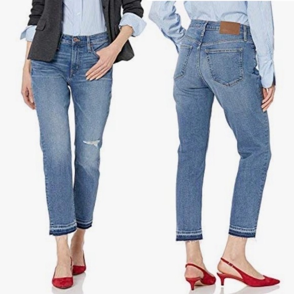 𝅺J.CREW Mercantile Distressed raw hem Boyfriend Jeans - Picture 1 of 10